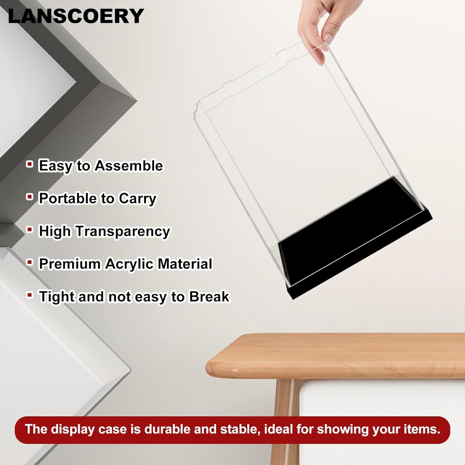 buy in bulk lanscoery clear acrylic display case with light, assemble small cube display box stand with black base, dustproof protection showcase for collectibles memorabilia figurines (4x4x4inch; 10x10x10cm) source from factory