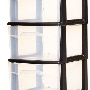 factory price homz 6 drawer plastic organizer for home and office supply storage, clear/black volume discount