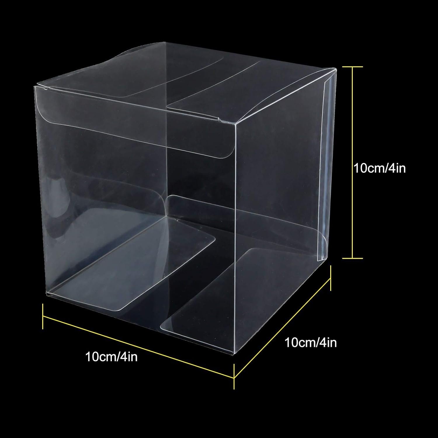manufacturer direct 50 pack pet crystal clear boxes transparent boxes, 4 x 4 x 4 inch clear favor boxes gift boxes candy boxes for treat, cookie, cupcake, wedding, party, bridal shower and baby shower favors supplier direct