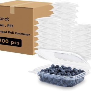 factory direct karat [8oz -200 ct pet hinged deli containers with lids, for pasta salads, fruit, deli sides, and home meal prep - clear plastic food containers, take out containers oem/odm services