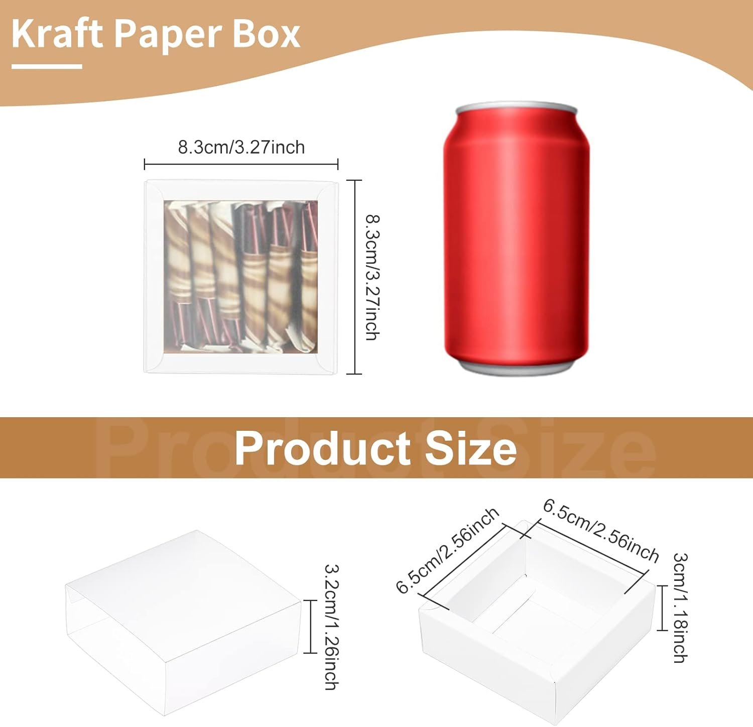 manufacturer direct benecreat 16 packs 3.3x3.3x1.3inch clear frosted pvc cover drawer boxes, square white kraft present packaging boxes for party favor treats, bakery, and jewelry packaging supplier direct