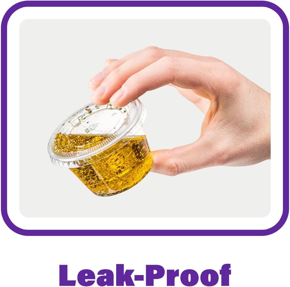 factory direct pantry value [5.5 oz. - 100 count clear disposable plastic portion cups with lids - small plastic condiment containers for sauce, salad dressings & portion control oem/odm services