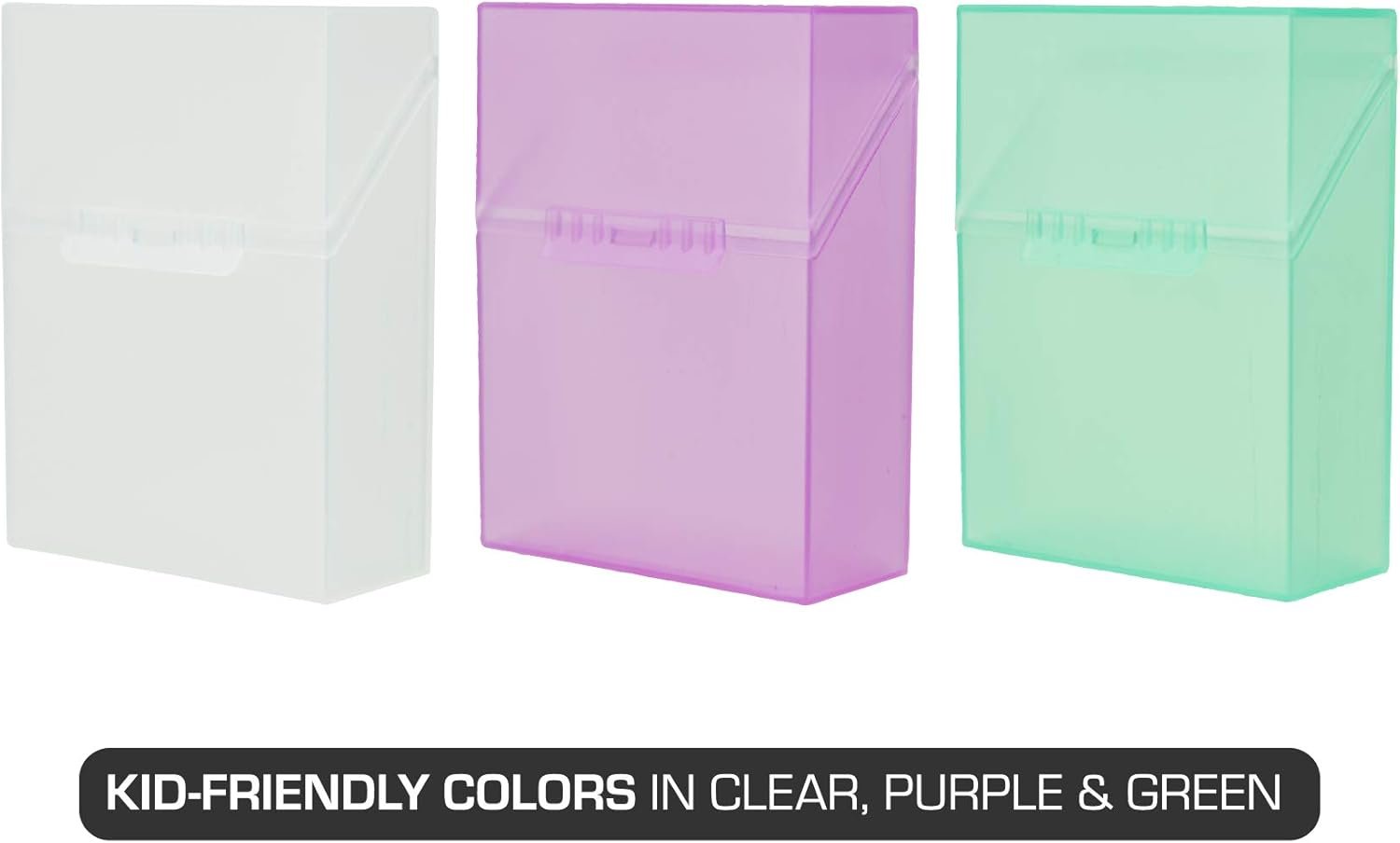 factory price it's academic crayon box with hinged lid and snap closure, clear, purple, and green plastic, 16-pack (colors may vary) volume discount