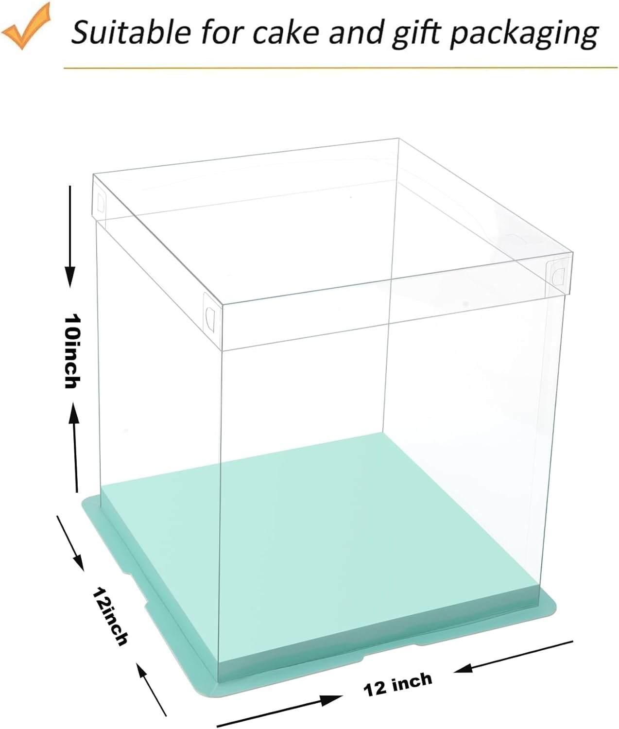 trade price xininsun clear cake box with ribbon,10inch 12inch cake boxes,transparent tall cake box cake carrier,square cardboard cake containers clear gift box for wedding,birthday,party(6pcs-green) wholesale supplier