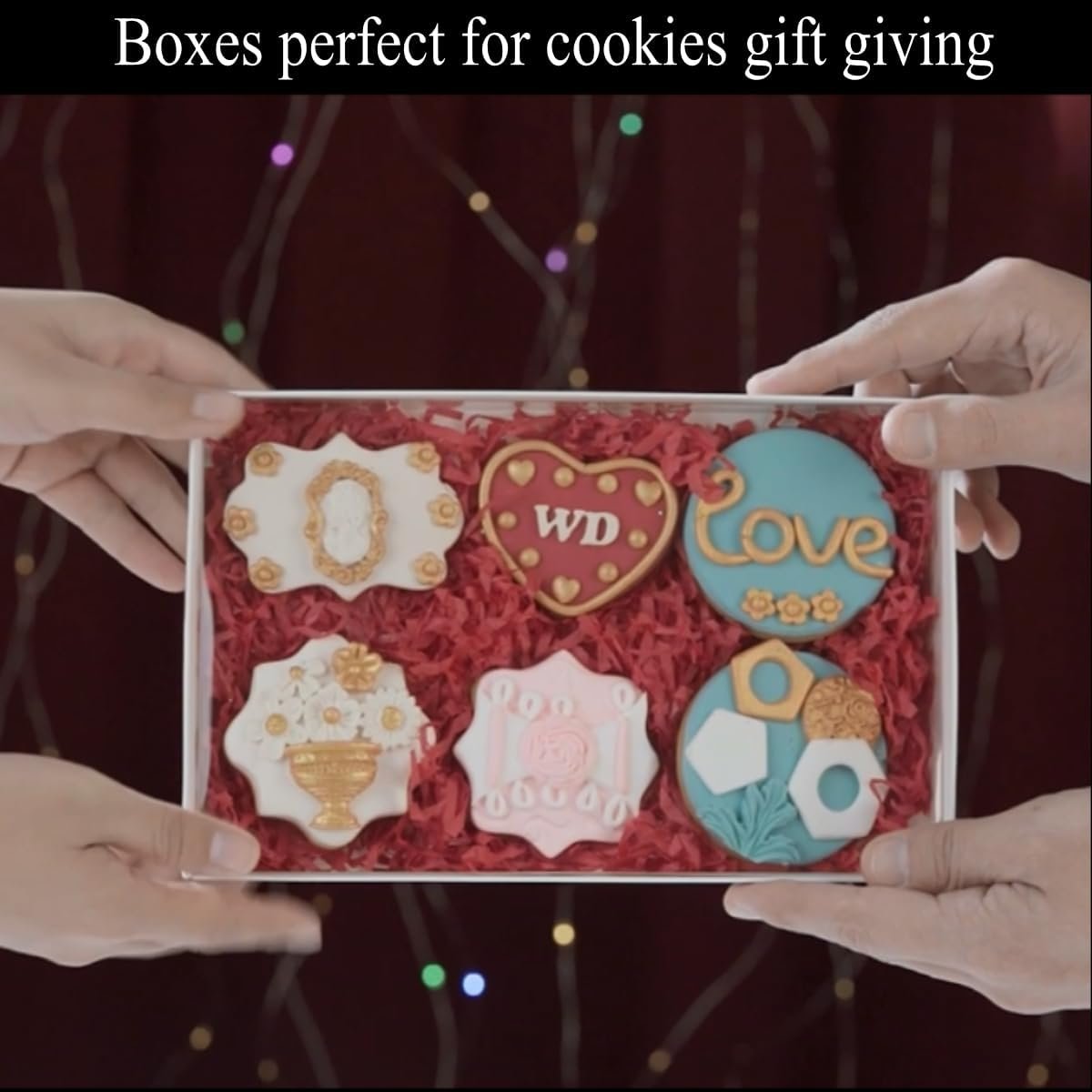 manufacturer direct romanticbaking 24 pack 9 1/2" x 6" x 1 1/4" clear white cookie boxes with full window,bakery cakesicle boxes macaron boxes for christmas valentine's halloween easter father's mother's day wedding supplier direct