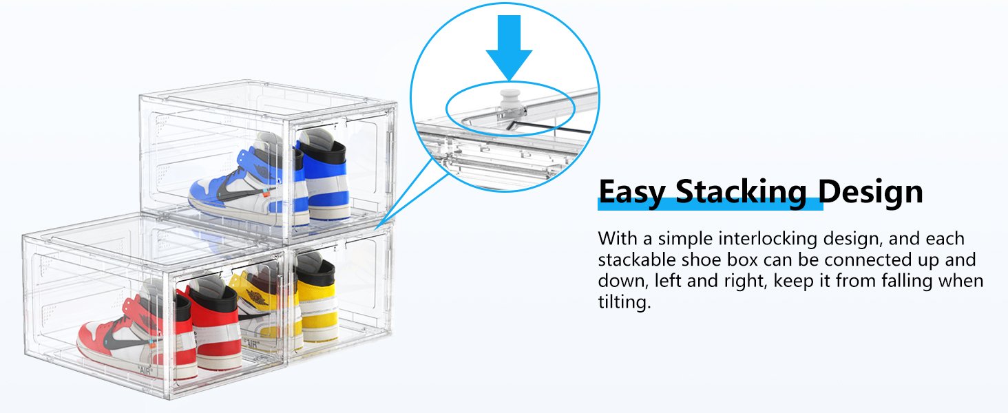 Acquista all'ingrosso 6 scatole rigide, robuste, spesse, grandi, per riporre le scarpe nell'armadio, contenitori trasparenti impilabili per scarpe da ginnastica, contenitori espositori con coperchi, trasparenti, provenienti dalla fabbrica.