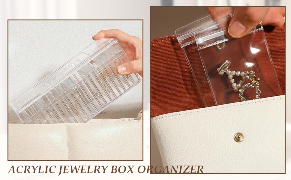buy in bulk acrylic jewelry box organizer, clear jewelry organizer with 20 portable jewelry bag, jewelry storage organizer, jewelry box organizer with anti tarnish jewelry bags for earrings/rings/necklaces (1pcs) source from factory