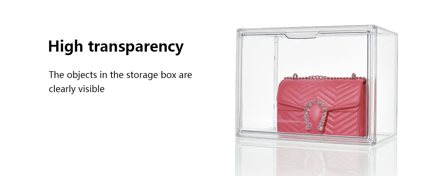 buy in bulk attelite plastic purse and handbag storage organizer for closet, clear acrylic display case with magnetic door for wallet, book, cosmetic, clutch organization 3 pcs source from factory