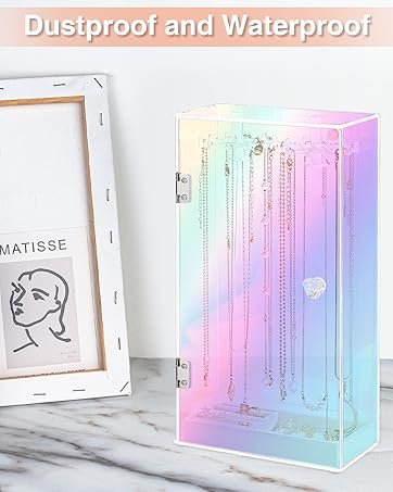 buy in bulk jenseits acrylic jewelry holder organizer box, necklace organizer earring holder stand, rotating 24 hooks clear hanging rack storage tree display with velvet tray for bracelets rings, gift for her source from factory