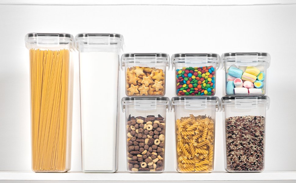 direct bulk orders chefstory airtight food storage containers with lids, 8 pcs plastic storage containers for kitchen & pantry organization and storage,dry food canisters for flour, sugar and cereal low-cost wholesale