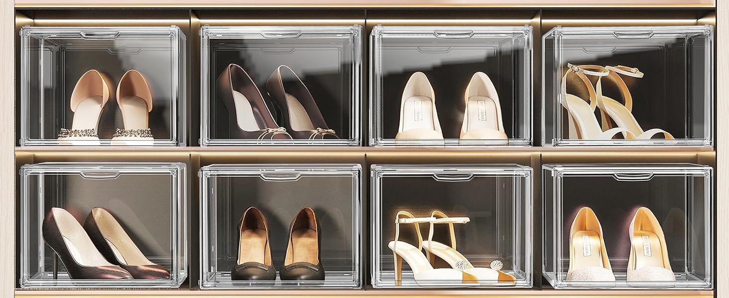 buy in bulk dilibra 4 packs clear plastic handbag storage organizer for closet, acrylic display case for purse and handbag, stackable storage boxes bag organizer with magnetic door for clutch wallet book toys source from factory