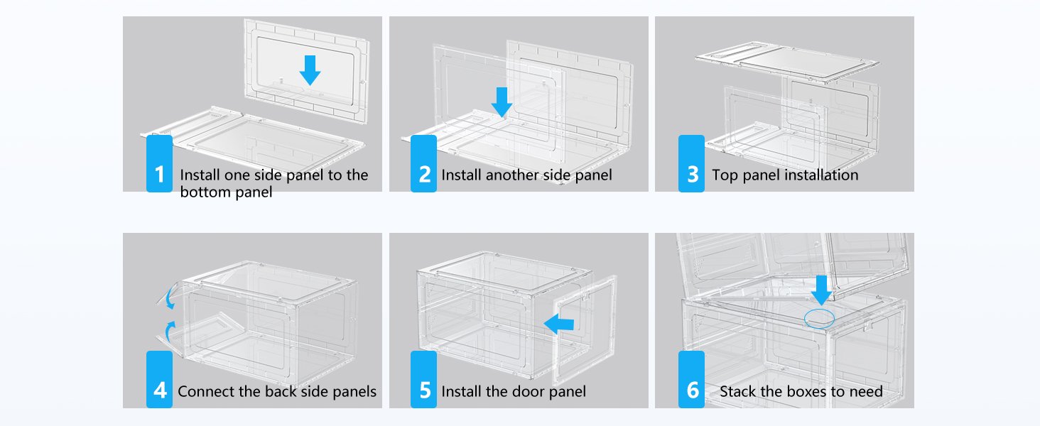 Acquista all'ingrosso 6 scatole rigide, robuste, spesse, grandi, per riporre le scarpe nell'armadio, contenitori trasparenti impilabili per scarpe da ginnastica, contenitori espositori con coperchi, trasparenti, provenienti dalla fabbrica.