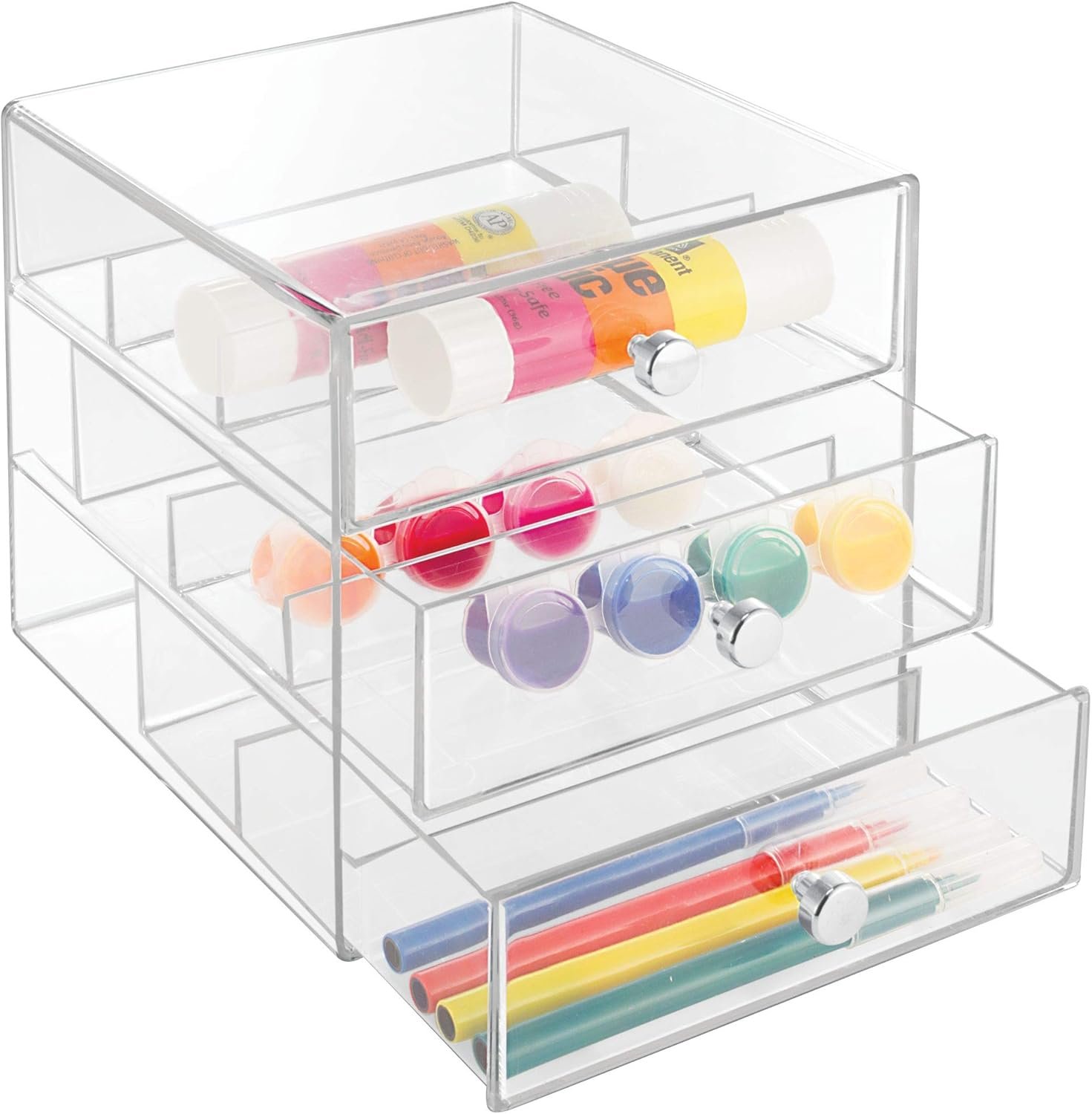 buy in bulk idesign plastic divided 3-drawer vanity & countertop organizer – 7" x 6.5" x 6.5”, clear source from factory