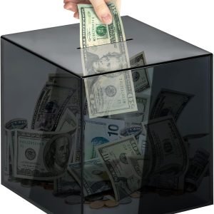 buy in bulk piggy bank for adults must break to open, vcertcpl acrylic clear piggy bank money saving box for cash saving, unopenable adults piggy bank for real money bank coin bank change jar (gray s, 15 * 15cm) source from factory