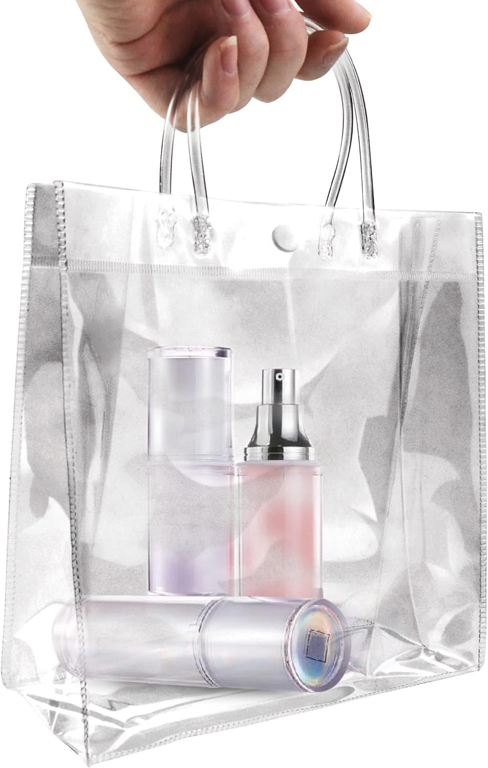 manufacturer direct badenbach 16 pcs clear gift bags with handle,7.87" x 7.87" x 3.15", plastic small clear gift bag clear goodie bag tote bags clear party favor bags for wedding birthday baby shower halloween christmas supplier direct