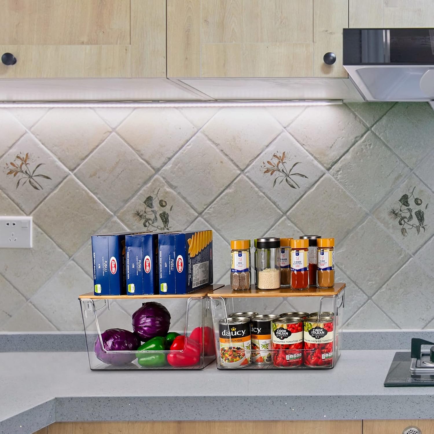 buy in bulk hudgan clear stackable storage containers acrylic open front storage bins with lids for bliss bins and kitchen organization, trash bag holder dispenser source from factory