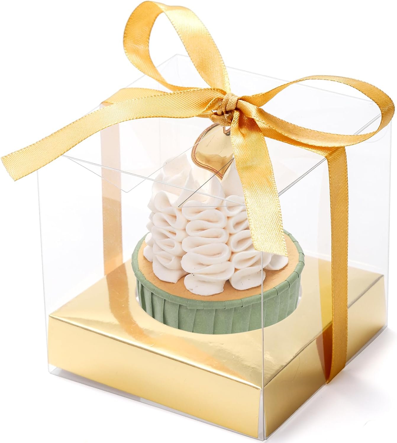 manufacturer direct 48 pcs clear plastic cupcake boxes, 3.5 inches individual cupcake holder with ribbons inserts, disposable single ornament gift box party favor containers for wedding baby shower party supplier direct