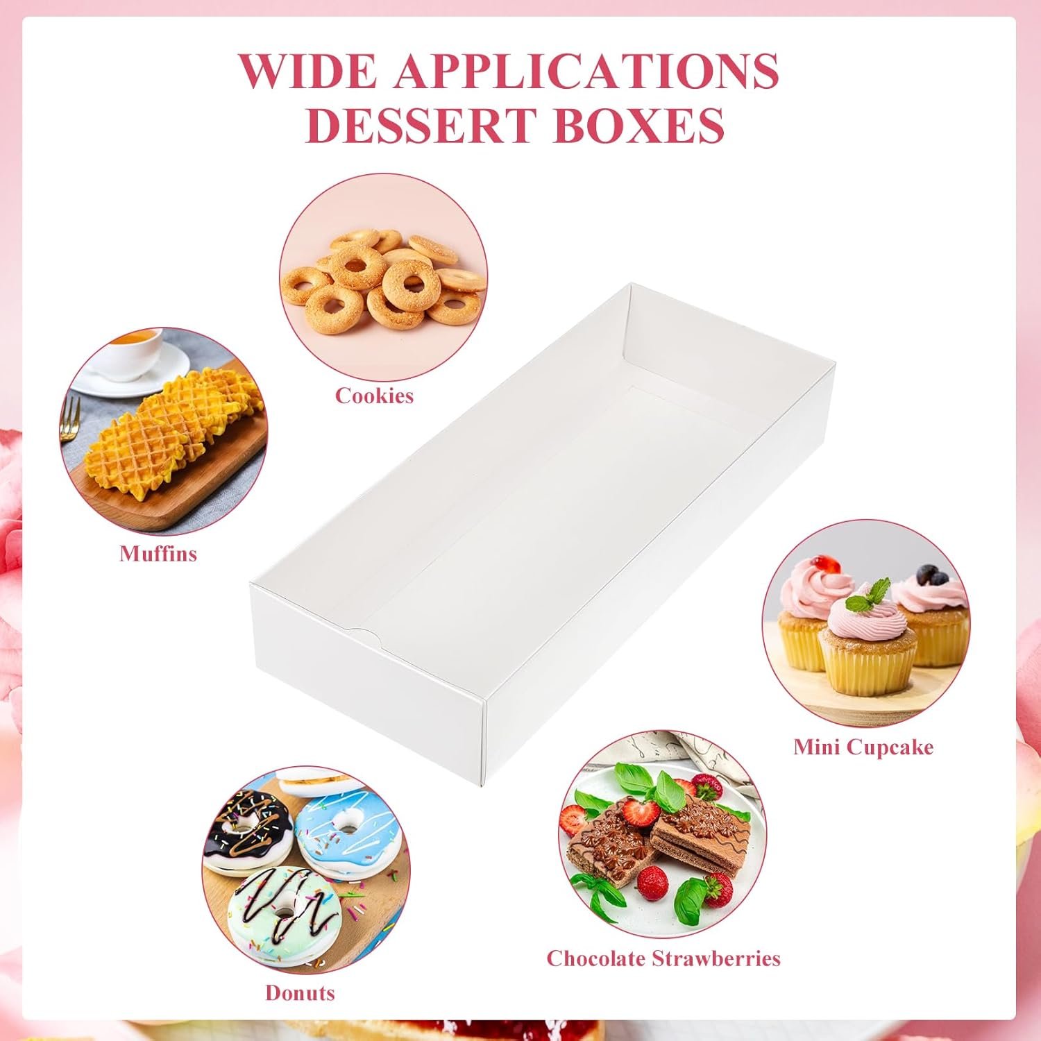 manufacturer direct 50 pack bakery boxes with window, 11.8 x 4.8 x 2 inch cookie boxes with window treat boxes for gift giving party favor dessert baked goods stocking stuffers supplier direct