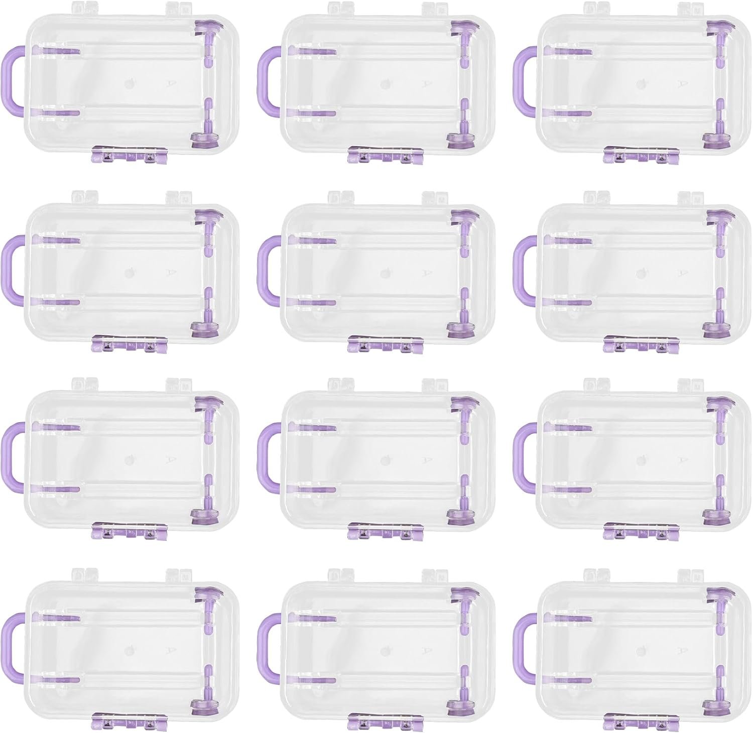 manufacturer direct auear, 12 pack mini suitcase boxes plastic candy box small reception gift box travel case for wedding party decoration (clear purple) supplier direct