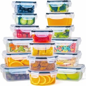 direct bulk orders 32 piece food storage container with lids (16 containers + 16 lids) - plastic food airtight leak proof snap lock lids, bpa free storage containers with lids low-cost wholesale