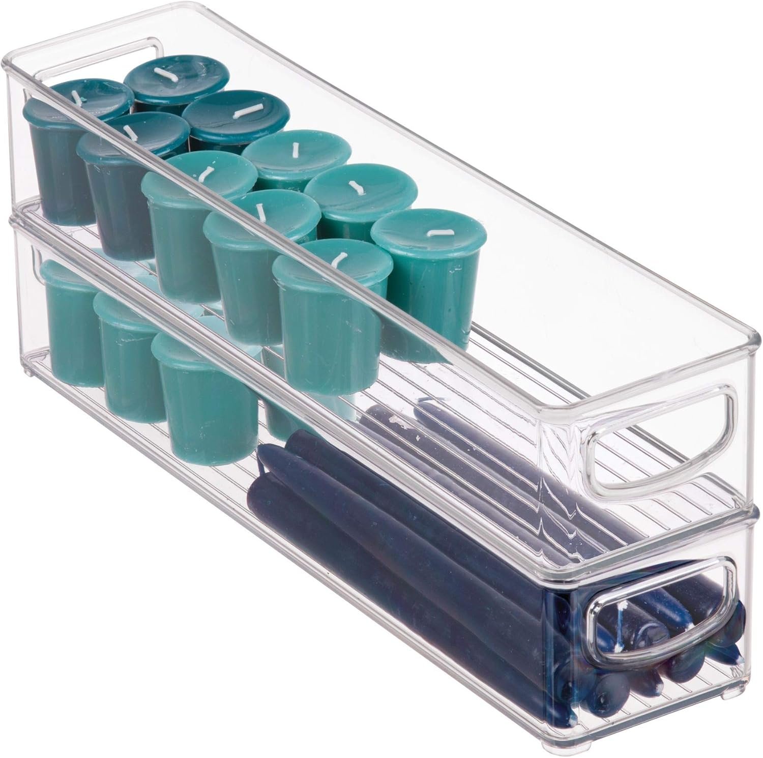 factory direct idesign bpa-free plastic pantry and kitchen storage, freezer and fridge organizer bin with easy grip handles – 16" x 4" x 3", clear oem/odm services