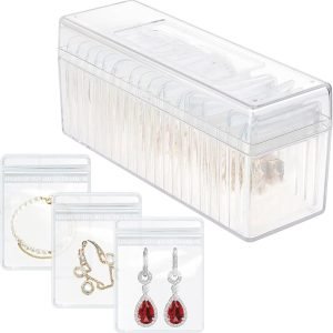 buy in bulk acrylic clear jewelry box - jewelry box organizer, with 20 portable anti tarnish anti anti oxidizing organizer bags, suitable for women's earrings/rings/necklaces travel jewelry box source from factory