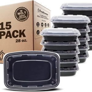 direct bulk orders freshware meal prep containers [15 pack] 1 compartment food storage containers with lids, bento box, bpa free, stackable, microwave/dishwasher/freezer safe (28 oz) low-cost wholesale