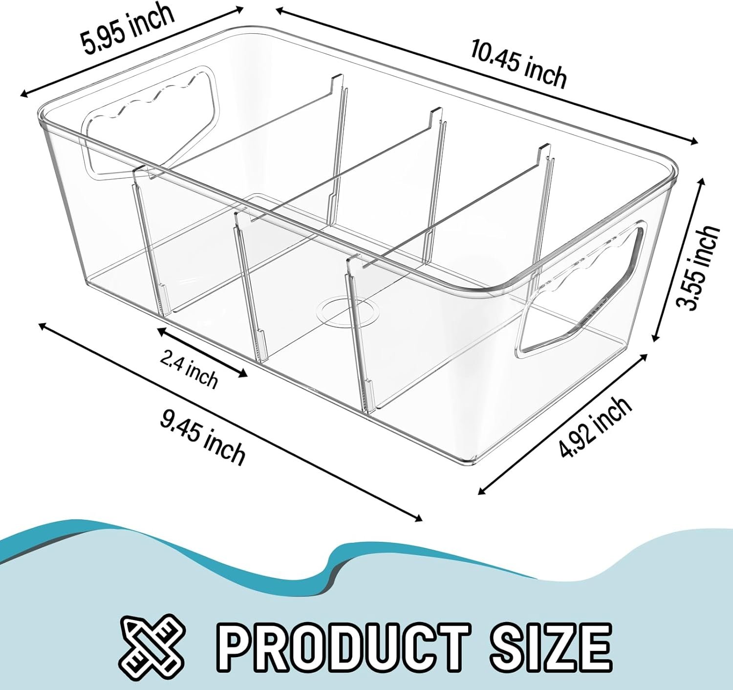 factory direct spacekeeper storage organizer bins 6 pack clear pantry organization and storage containers with removable dividers, plastic stackable storage bins for cabinet, kitchen, fridge, countertops oem/odm services