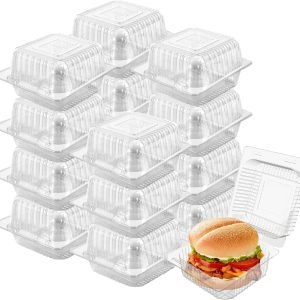 direct bulk orders 100 pack 5 x 5 inch clear plastic disposable clamshell container,hinged take out clamshell dessert container with lid takeout tray disposable food clamshell containers for dessert,cakes,sandwiches low-cost wholesale