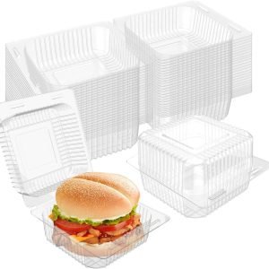 direct bulk orders 120 pcs clear plastic hinged take out containers disposable clamshell food cake containers with lids 5.3 x 4.7 x 2.8 inch for dessert, cakes slice, cookies, salads, pasta, sandwiches low-cost wholesale