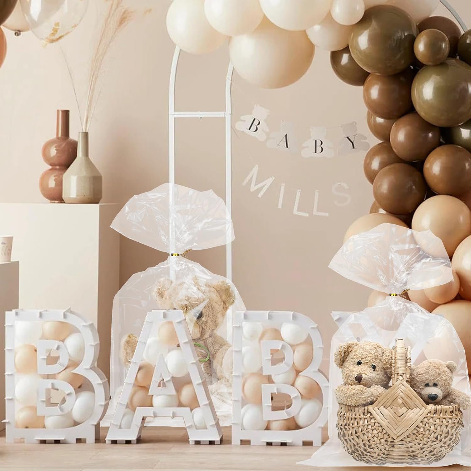 manufacturer direct wocuz cellophane bags clear gifts presents basket bags with metallic twist ties for bridal showers wedding birthday party gift wrapping (24x30 inch, 10pcs) supplier direct