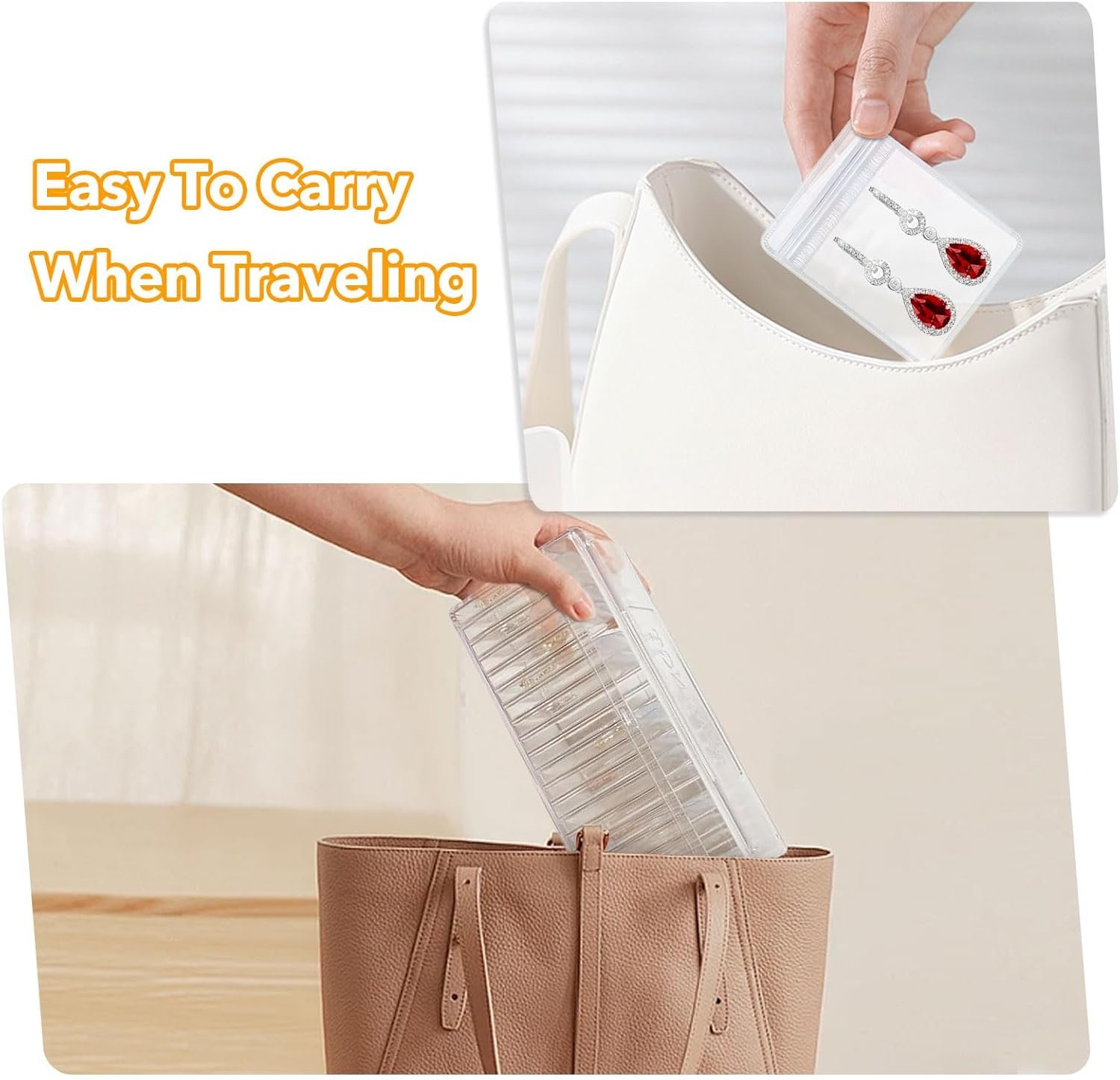 buy in bulk acrylic clear jewelry box - jewelry box organizer, with 20 portable anti tarnish anti anti oxidizing organizer bags, suitable for women's earrings/rings/necklaces travel jewelry box source from factory