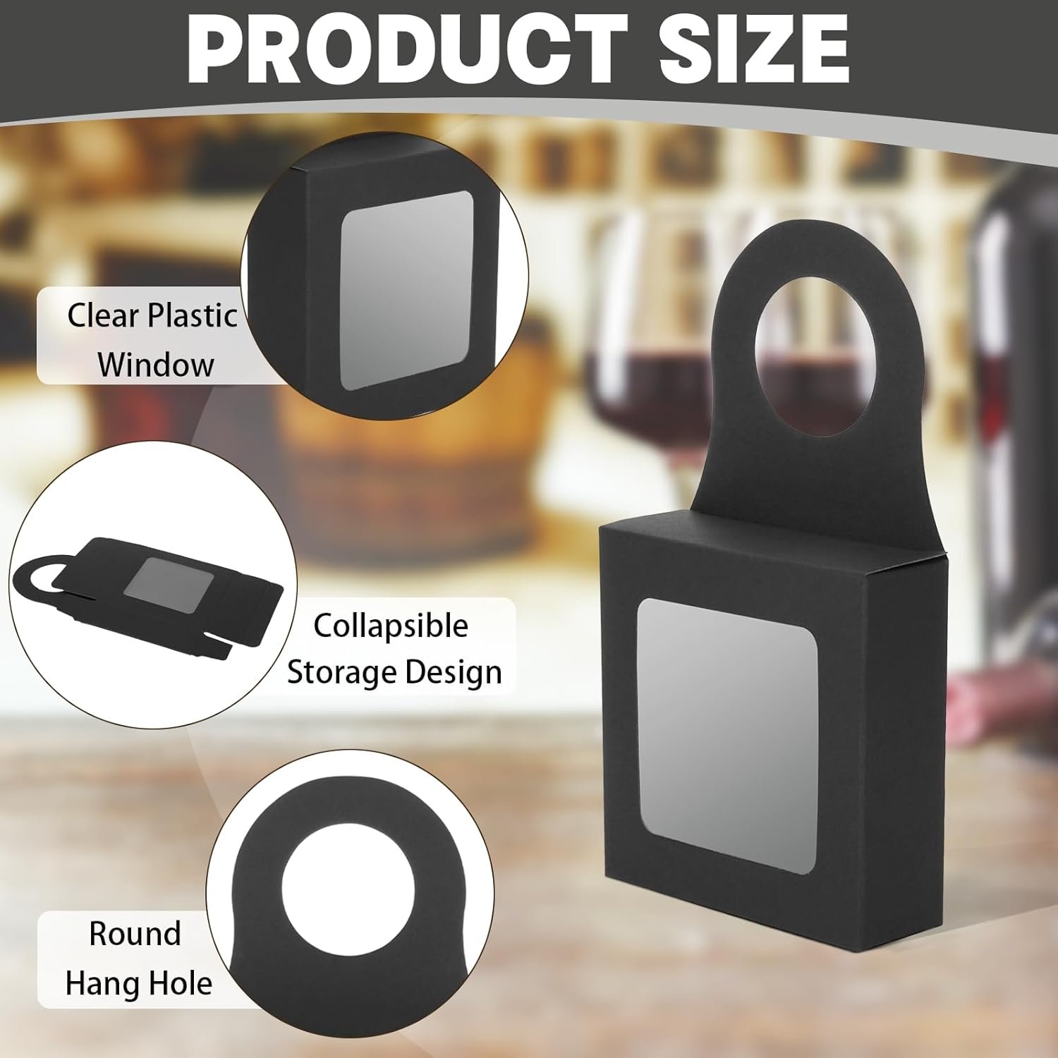 manufacturer direct sayaya 36 pcs kraft paper wine bottle box with window empty wine bottles for decoration hanging foldable gift wine boxes holds truffles clear treat boxes chocolate covered strawberries boxes (black) supplier direct