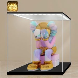 buy in bulk lanscoery clear acrylic display case with light, assemble small cube display box stand with black base, dustproof protection showcase for collectibles memorabilia figurines (4x4x4inch; 10x10x10cm) source from factory