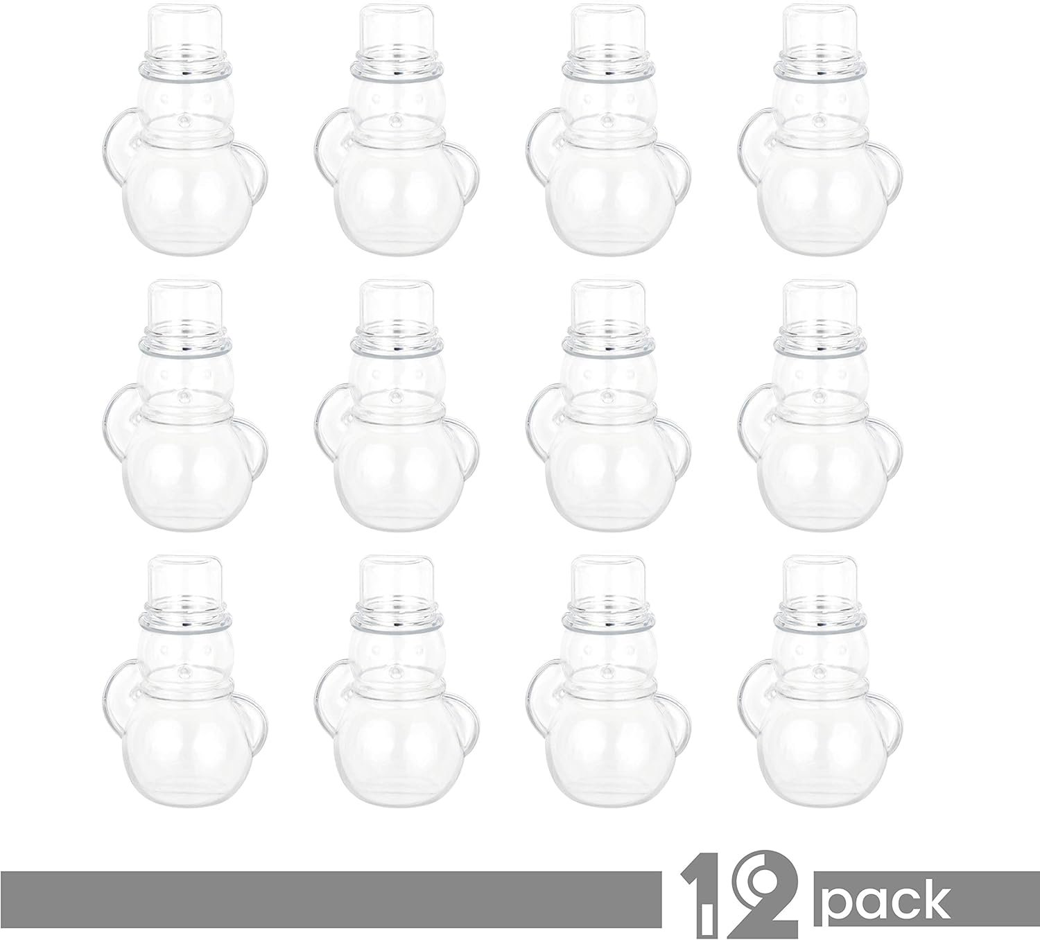 manufacturer direct hammont snowman shaped acrylic candy boxes - 12 pack - 1.57"x3.54" - perfect for weddings, birthdays, party favors and gifts | designer cute clear lucite plastic treat containers supplier direct