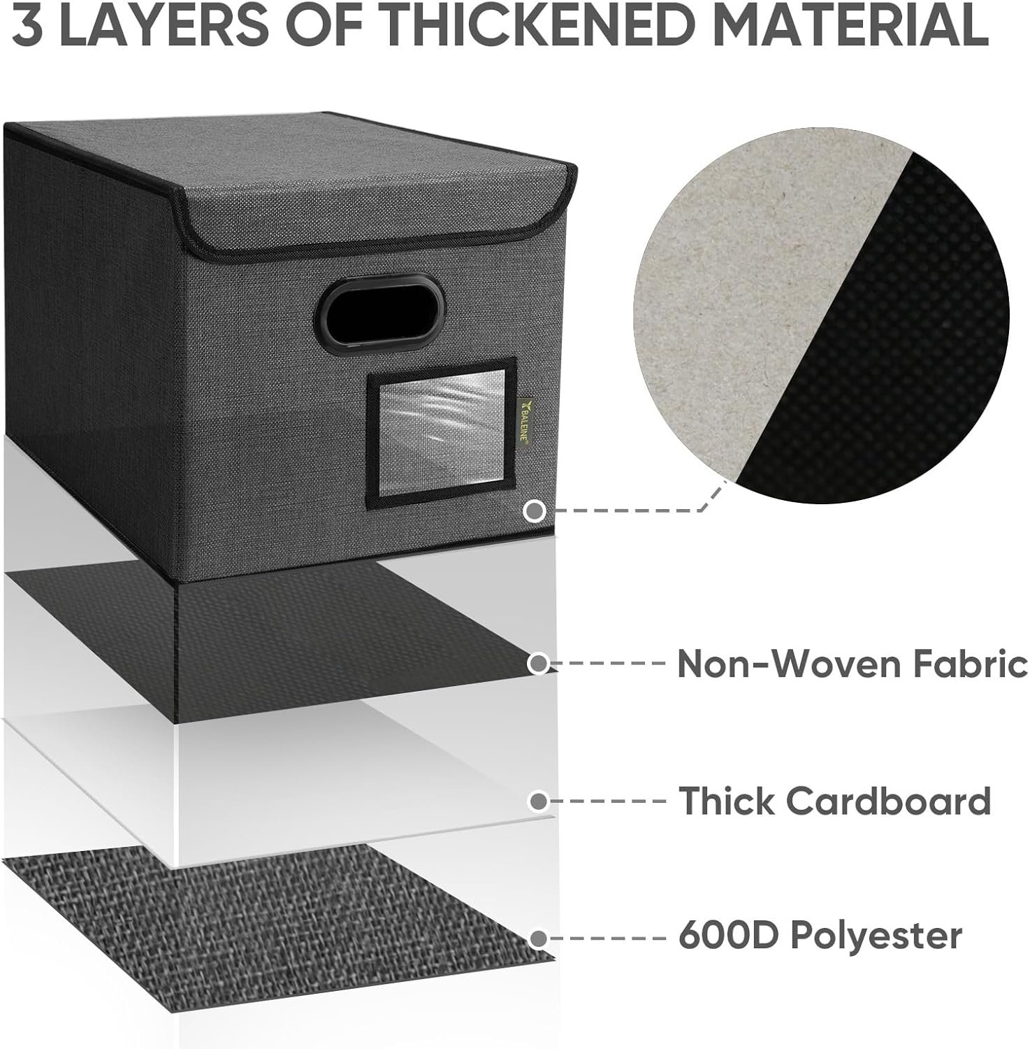 factory price baleine file organizer box with lid, collapsible file folder organizer with plastic slide, hanging file folder box for office document storage (1 pack, black) volume discount