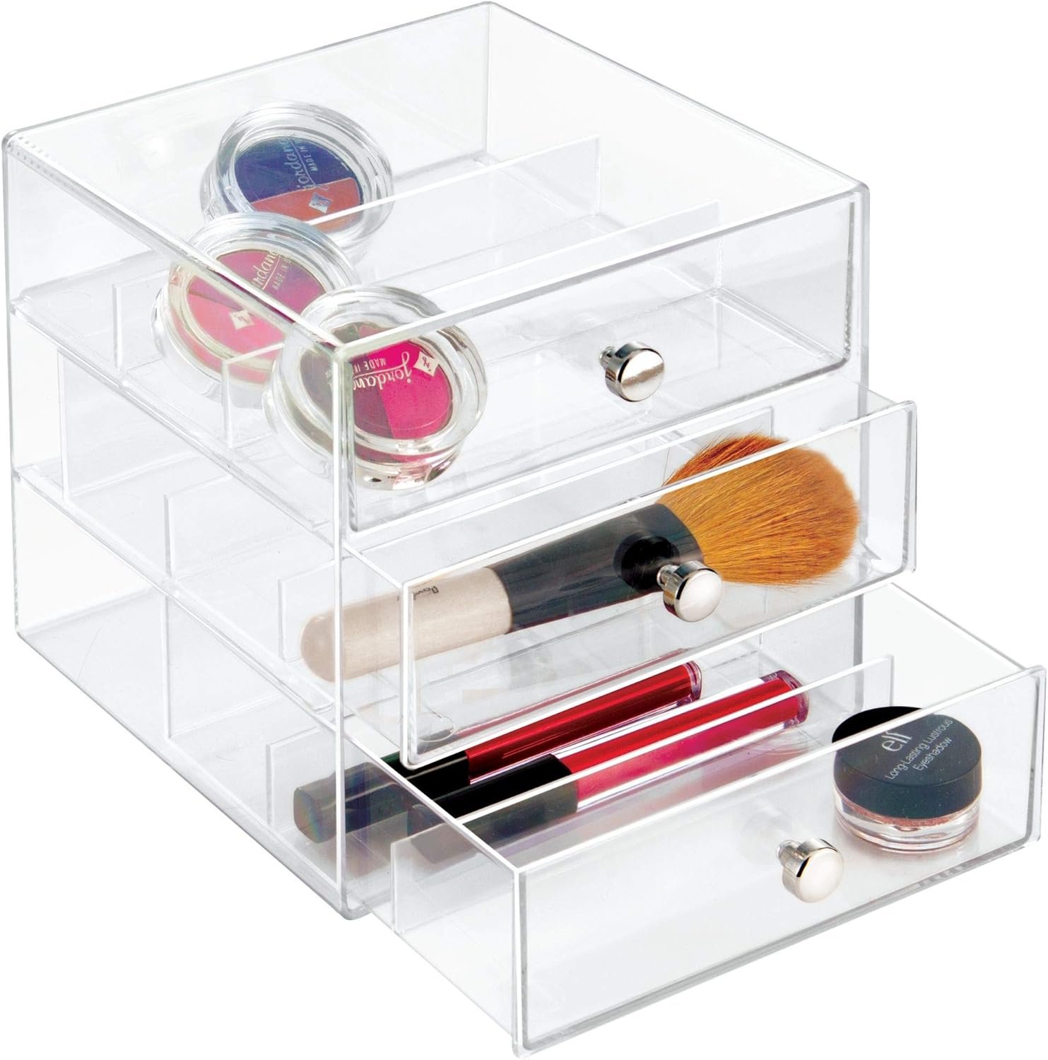 buy in bulk idesign plastic divided 3-drawer vanity & countertop organizer – 7" x 6.5" x 6.5”, clear source from factory