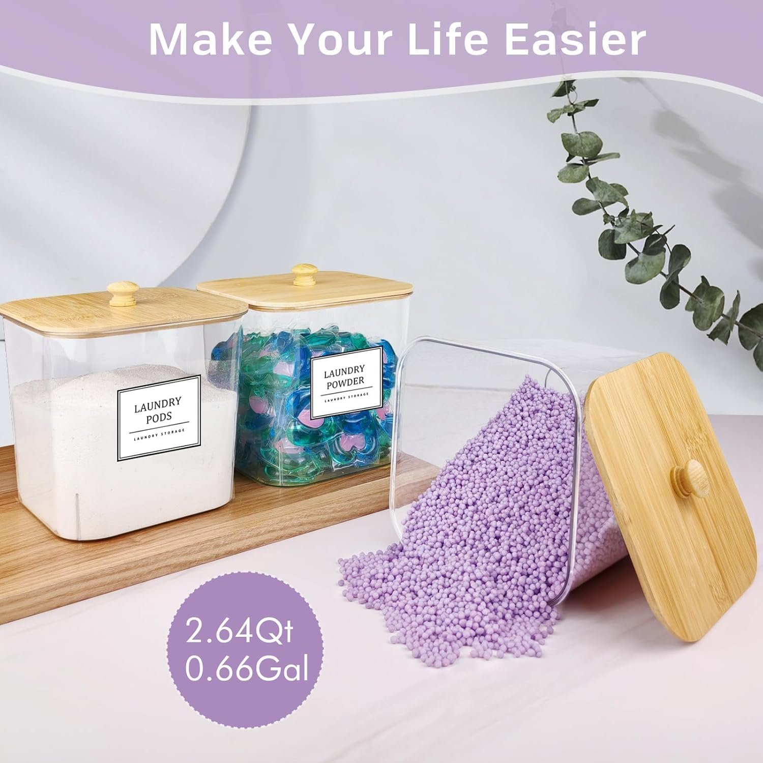 factory direct 3+1 pack laundry pods container,clear laundry room organization containers,large laundry detergent powder storage containers with bamboo lids & labels,laundry pods holder for scent booster,powder,pods oem/odm services