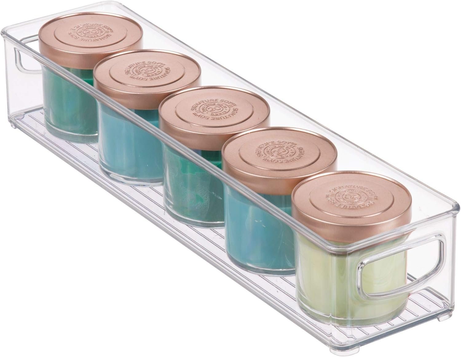 factory direct idesign bpa-free plastic pantry and kitchen storage, freezer and fridge organizer bin with easy grip handles – 16" x 4" x 3", clear oem/odm services