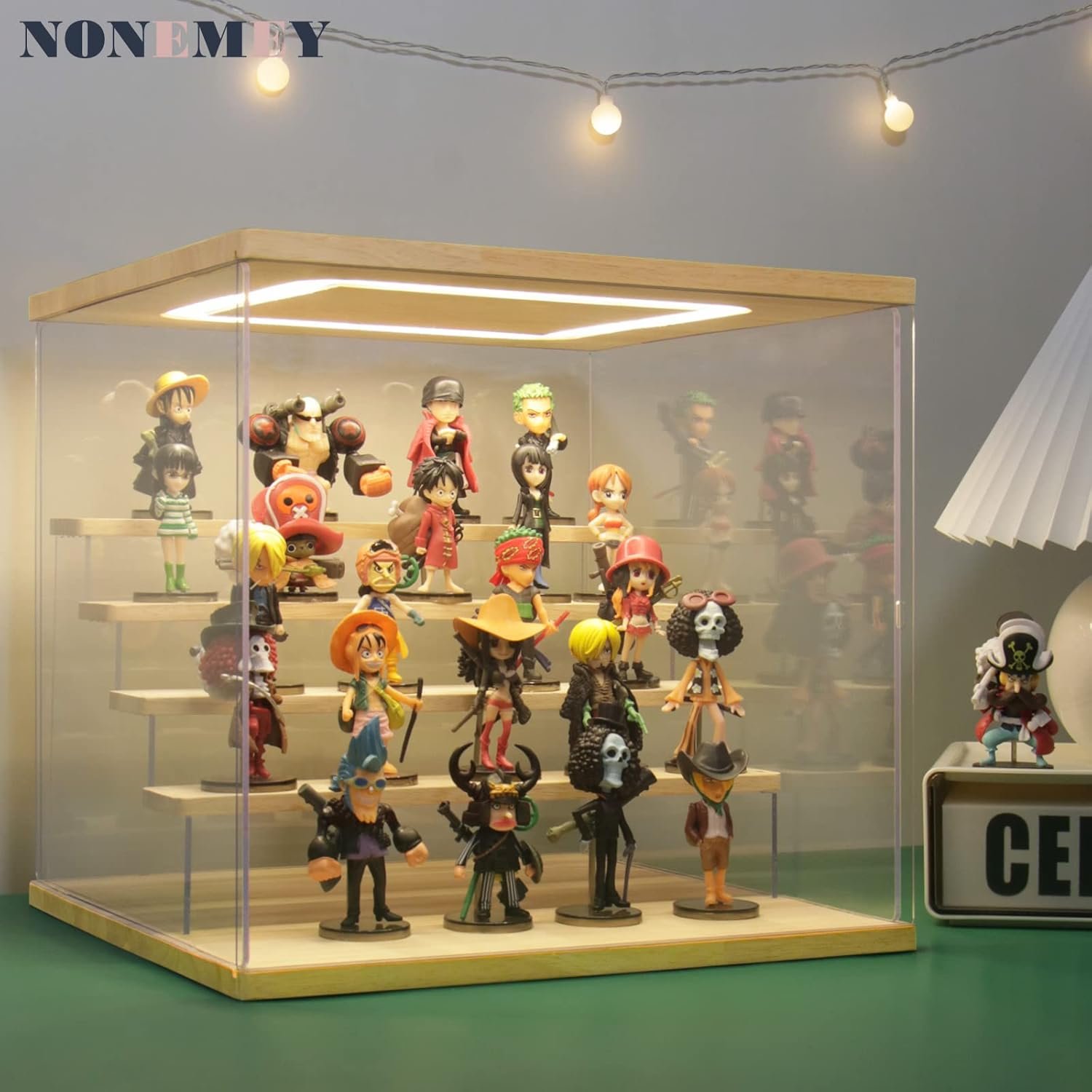 buy in bulk nonemey clear acrylic display case stand with led light 2/3/4/5/6 tier storage box showcase dustproof organizer box for collectibles (5tier 12.4*12.2*12inch ) source from factory