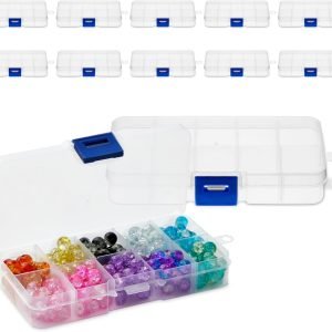 manufacturer direct juvale 12 pack mini clear storage containers with 10 grid dividers, small plastic tackle boxes for beads, buttons, diy jewelry (2.5 x 5 in) supplier direct