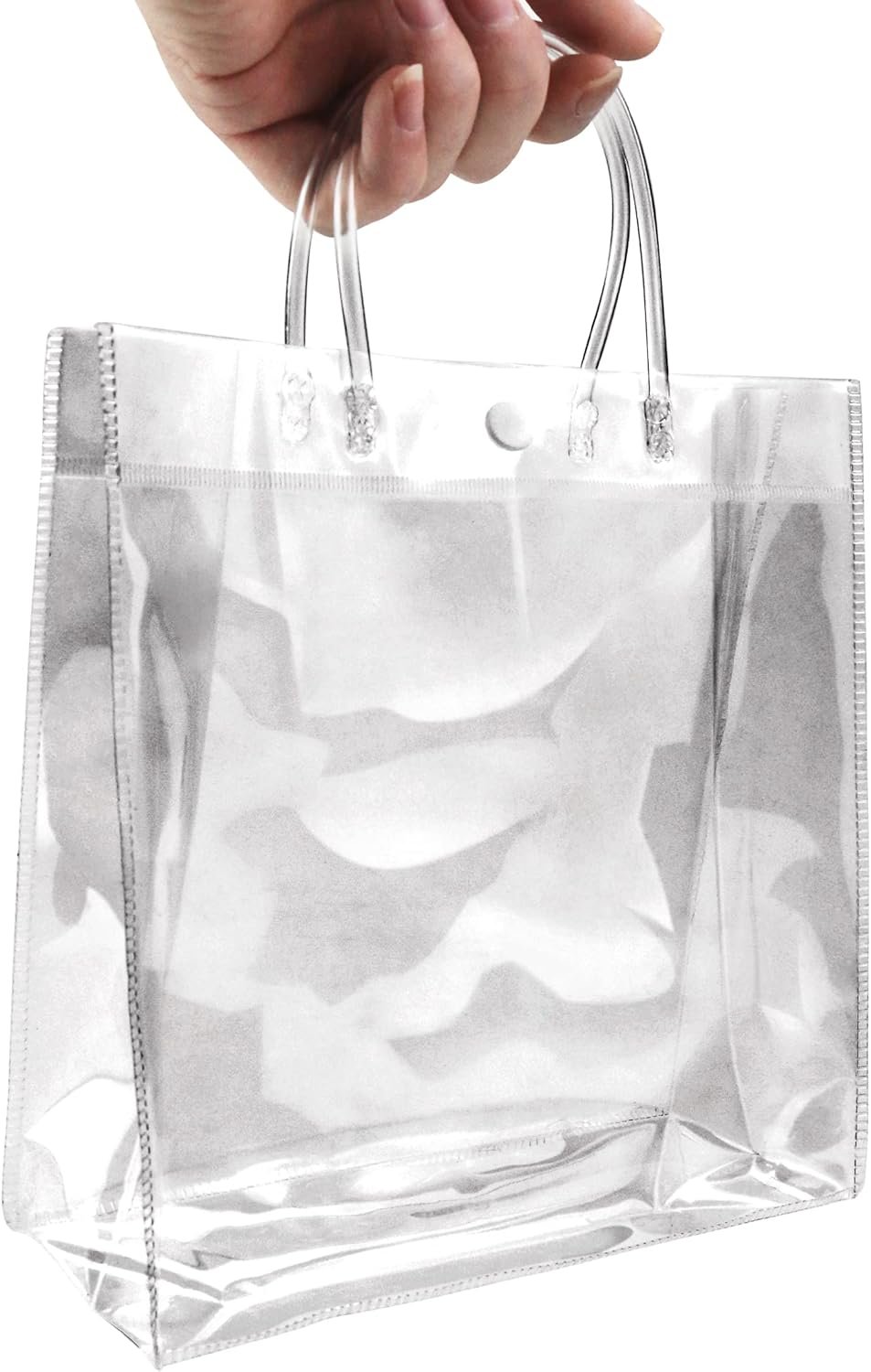 manufacturer direct badenbach 16 pcs clear gift bags with handle,7.87" x 7.87" x 3.15", plastic small clear gift bag clear goodie bag tote bags clear party favor bags for wedding birthday baby shower halloween christmas supplier direct