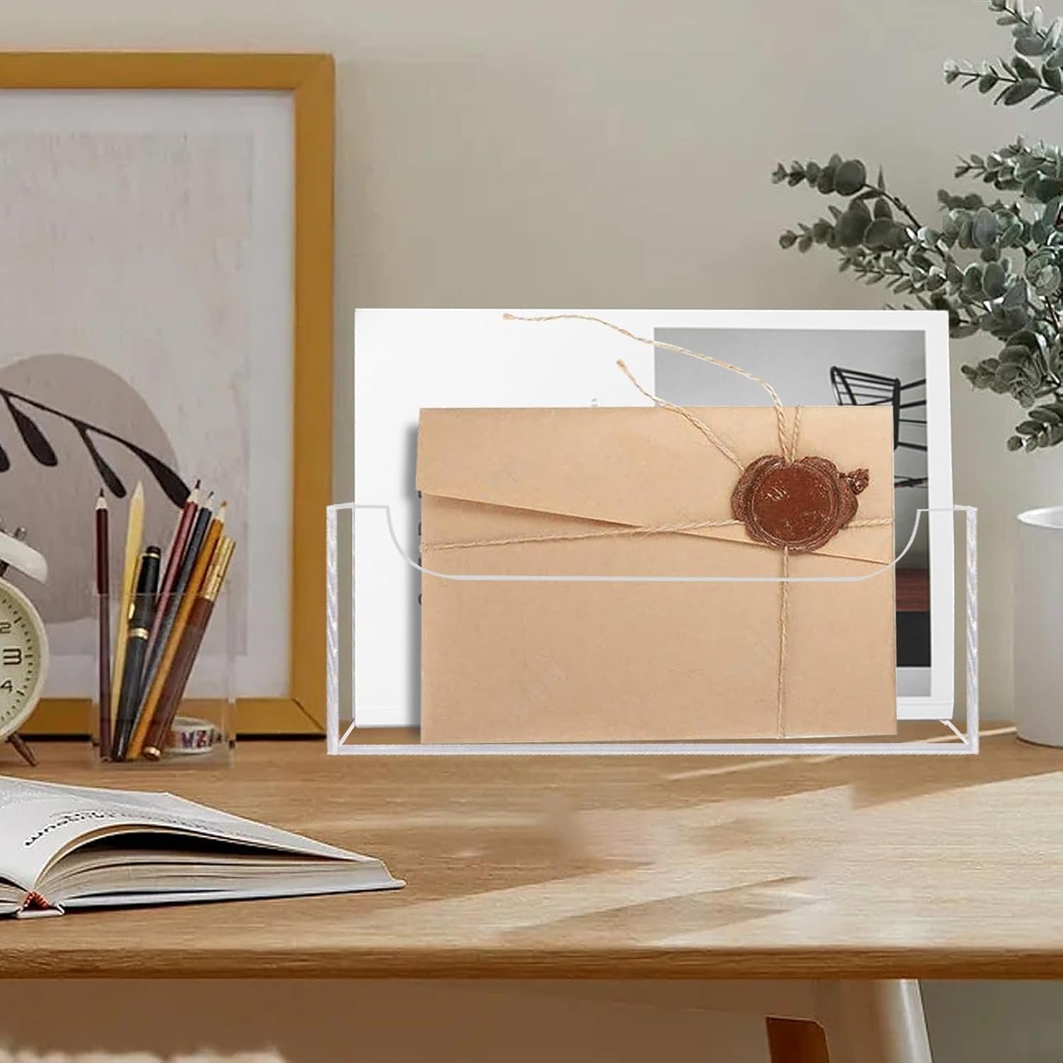 buy in bulk mail holder for table, acrylic letter holder box for desk or wall mount, mail organizer countertop, clear source from factory