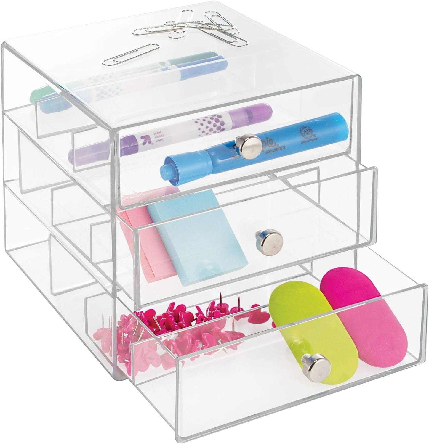 buy in bulk idesign plastic divided 3-drawer vanity & countertop organizer – 7" x 6.5" x 6.5”, clear source from factory