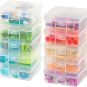 factory direct iris usa plastic pencil case box craft hobby art school supply storage organizer container with latching lid, 10-pack, for bead pens ribbons wahi tape sticker yarn ornaments, stackable, clear, small oem/odm services