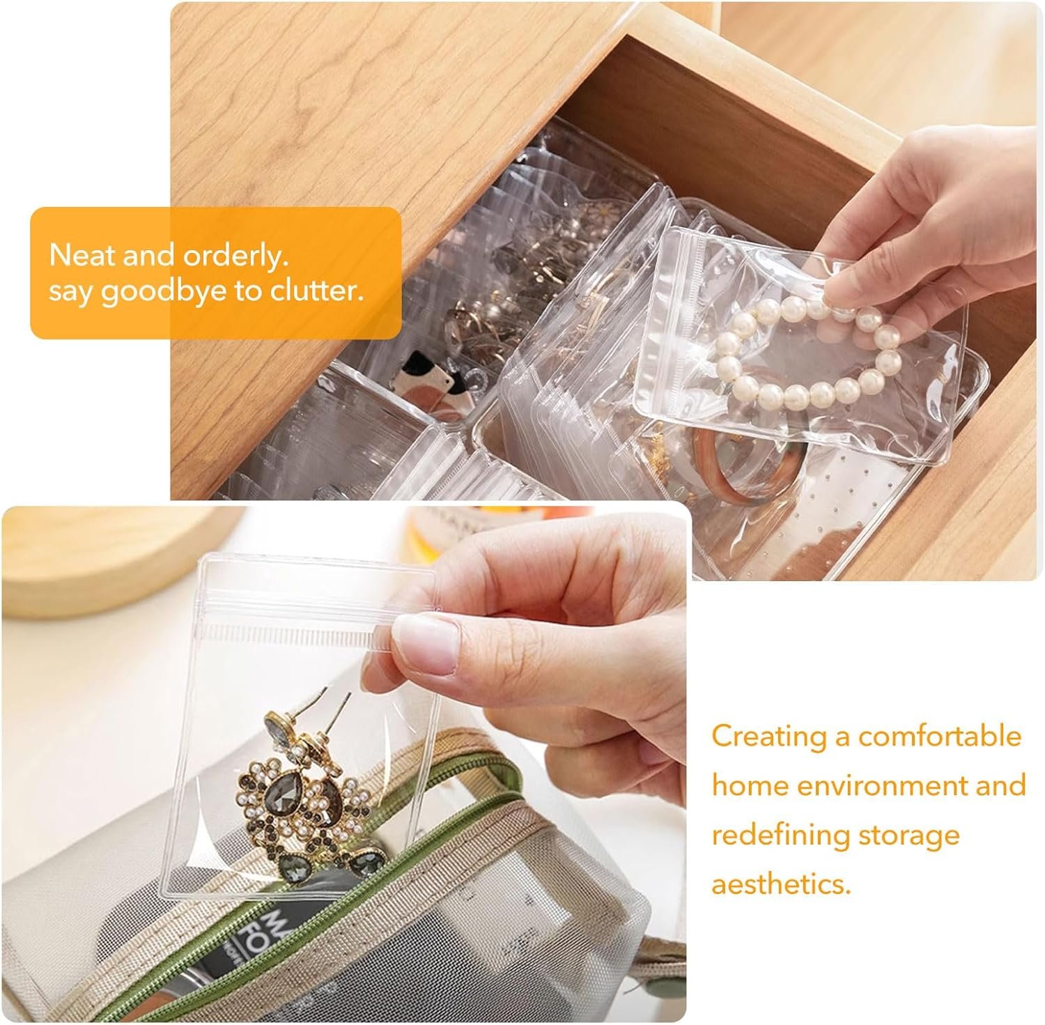 buy in bulk acrylic clear jewelry box - jewelry box organizer, with 20 portable anti tarnish anti anti oxidizing organizer bags, suitable for women's earrings/rings/necklaces travel jewelry box source from factory