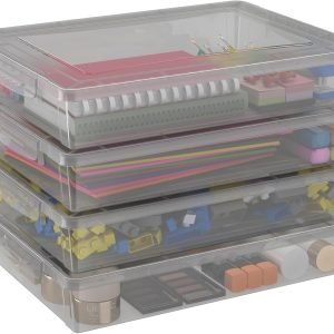 factory price lifewit 4 pack plastic multi-purpose storage box with latching lids, gray a4, 8.5" x 11" letter size paper storage, storage containers for board game, craft, document, magazine, art supplies volume discount
