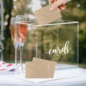 buy in bulk acrylic card box wedding with slot elegant large blank clear gift card boxes for reception, party, money box, wishing well, graduation, birthday, baby shower source from factory