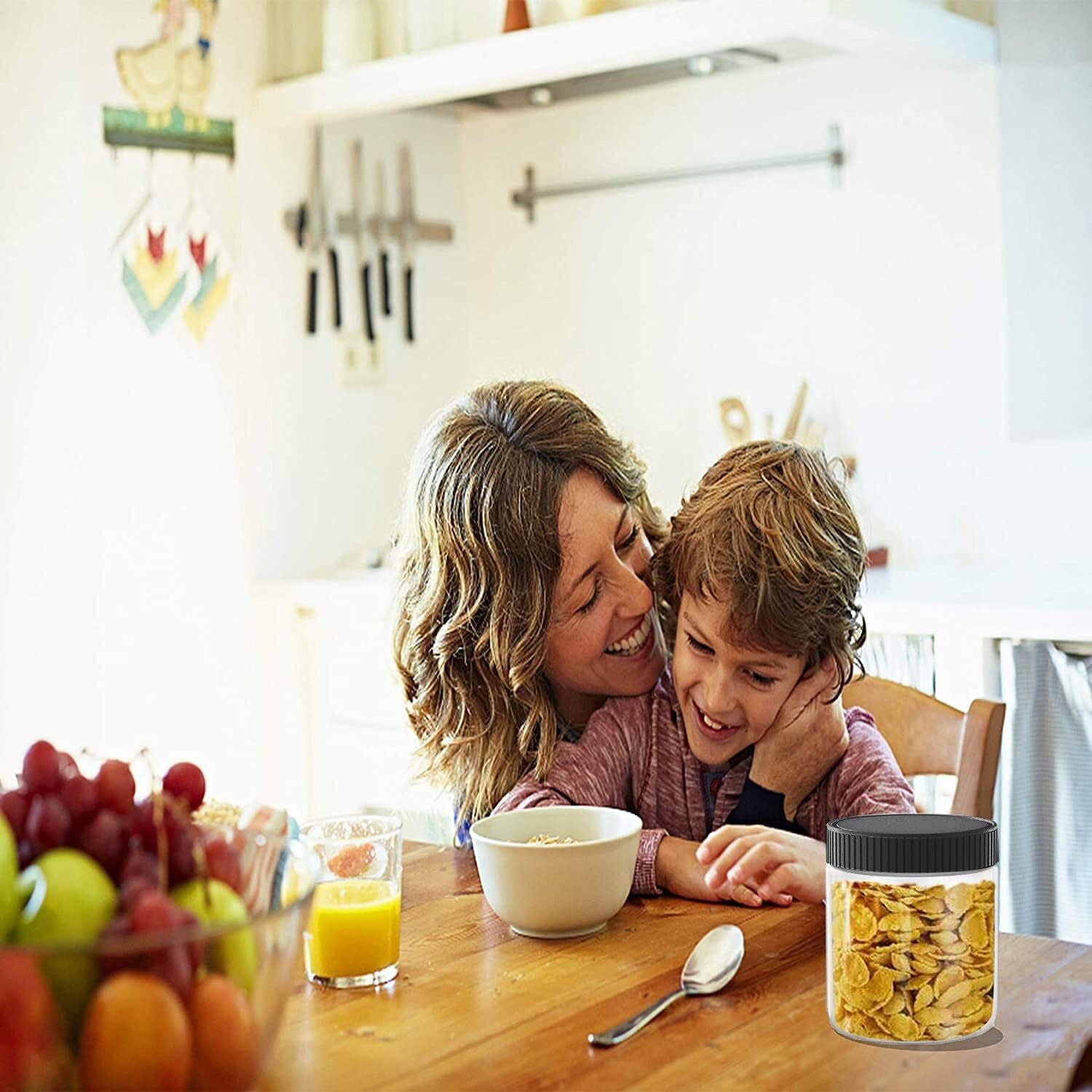 factory direct xinglian 16 oz clear plastic jars with black lids refillable kitchen storage containers for dry food, coffee, nuts and more, 6 pack oem/odm services