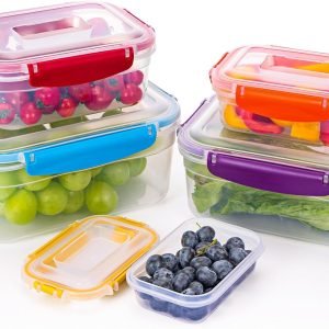 direct bulk orders moretoes 10pcs food storage containers with lids (5 snap lids & 5 nestable containers), plastic airtight stackable leakproof freezer storage containers for kitchen, refrigerator organization low-cost wholesale
